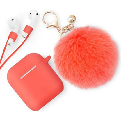 Cute Simple Style Classic Style Solid Color Plush Bluetooth Earbuds Case