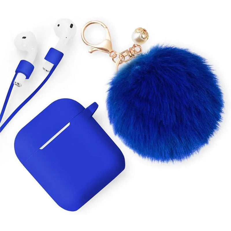 Cute Simple Style Classic Style Solid Color Plush Bluetooth Earbuds Case