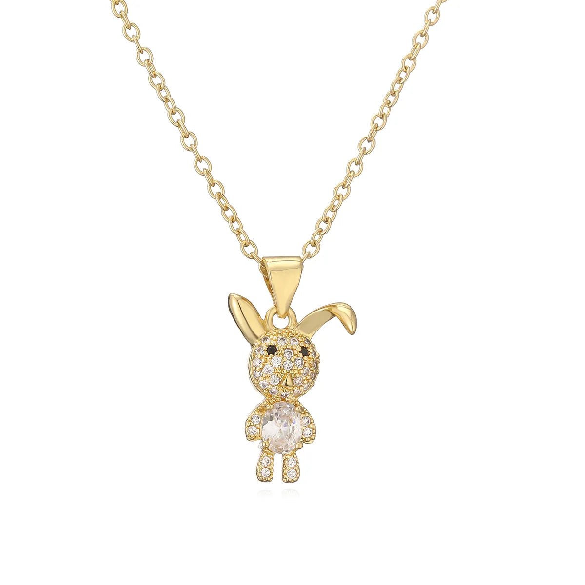 Cute Simple Style Commute Animal Copper Plating Inlay Zircon 18k Gold Plated Pendant Necklace