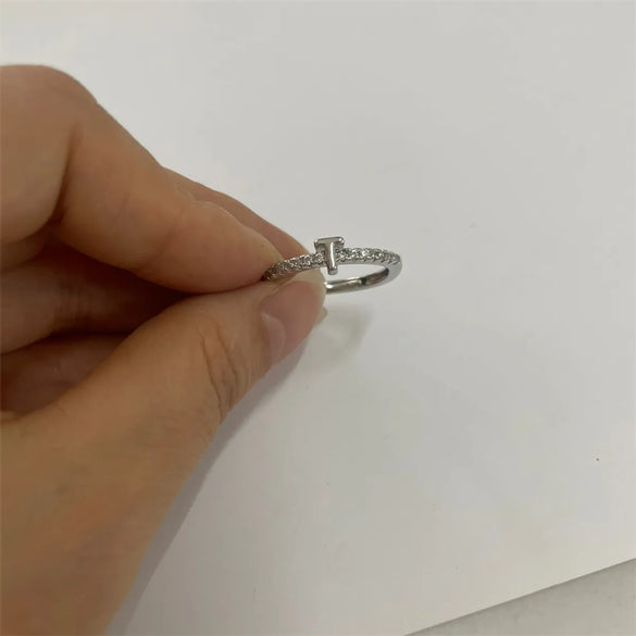 Cute Simple Style Commute Letter Copper Plating Inlay Zircon 14k Gold Plated White Gold Plated Open Rings