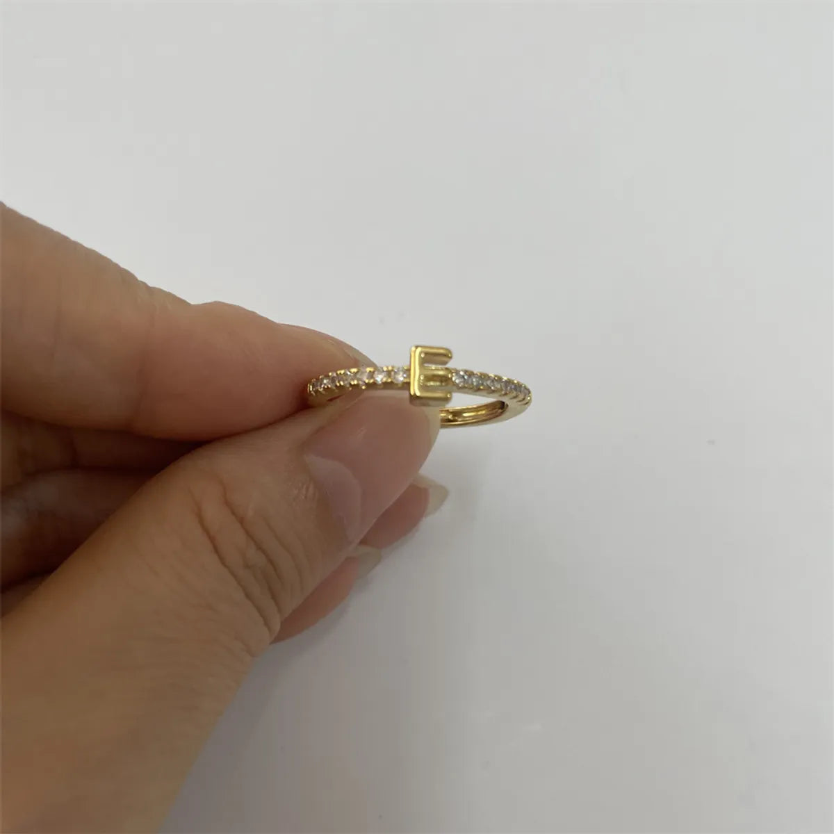 Cute Simple Style Commute Letter Copper Plating Inlay Zircon 14k Gold Plated White Gold Plated Open Rings