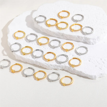 Cute Simple Style Commute Letter Copper Plating Inlay Zircon 14k Gold Plated White Gold Plated Open Rings