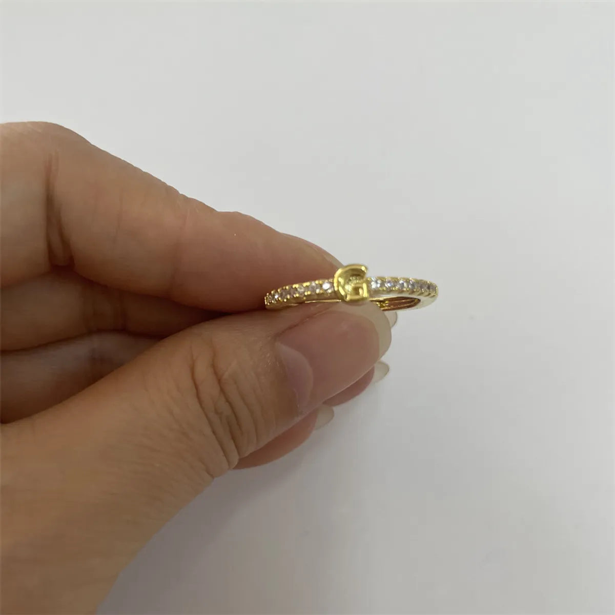 Cute Simple Style Commute Letter Copper Plating Inlay Zircon 14k Gold Plated White Gold Plated Open Rings