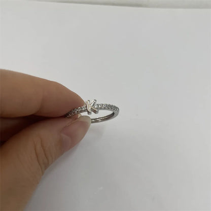 Cute Simple Style Commute Letter Copper Plating Inlay Zircon 14k Gold Plated White Gold Plated Open Rings