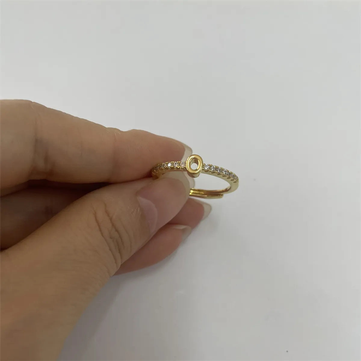 Cute Simple Style Commute Letter Copper Plating Inlay Zircon 14k Gold Plated White Gold Plated Open Rings