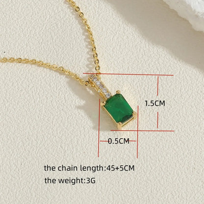 Cute Simple Style Commute Solid Color Copper Plating Inlay Zircon 14k Gold Plated Pendant Necklace