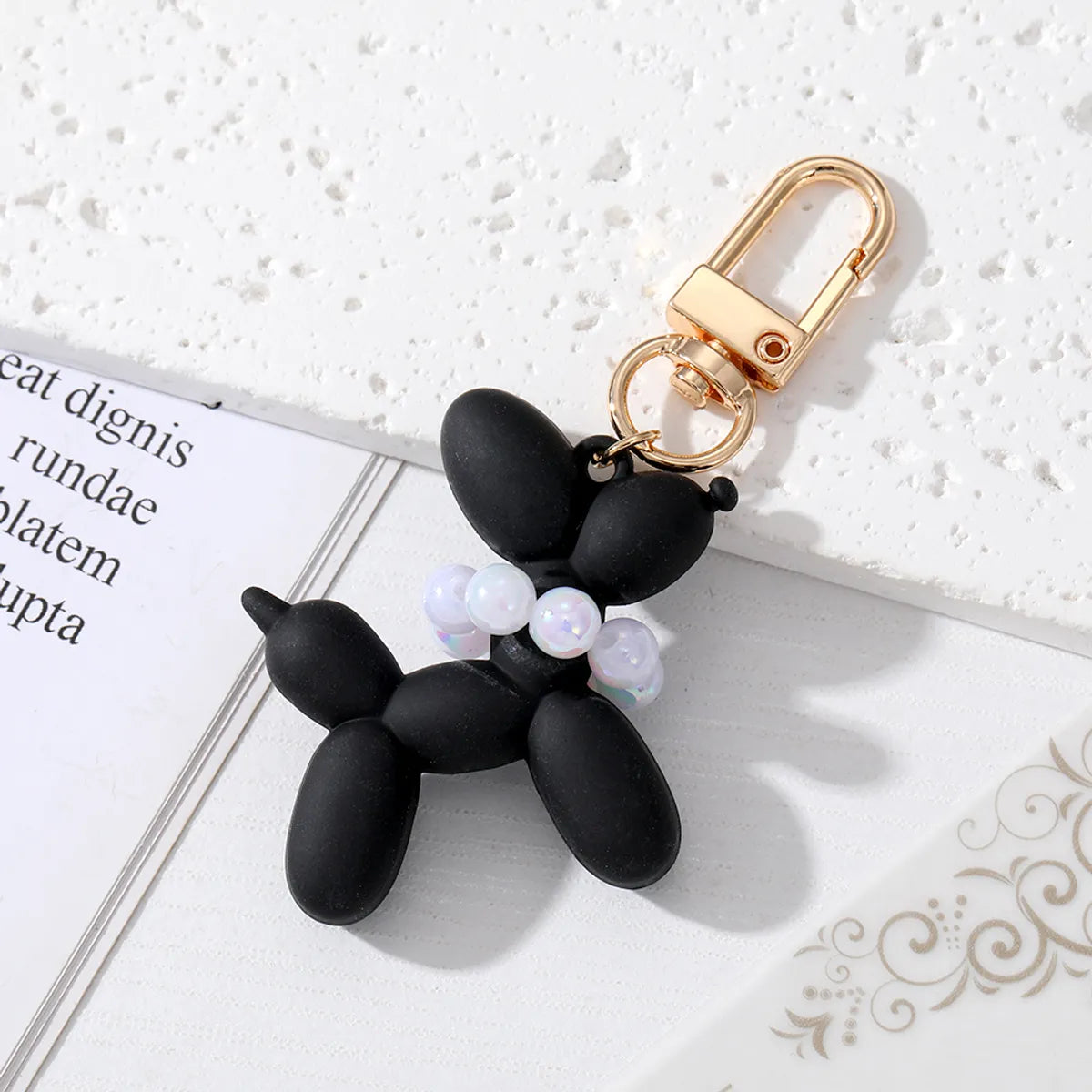 Cute Simple Style Dog Plastic Pearl Bag Pendant Keychain