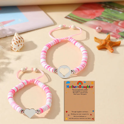 Cute Simple Style Heart Shape 304 Stainless Steel Stone Soft Clay Wholesale Drawstring Bracelets