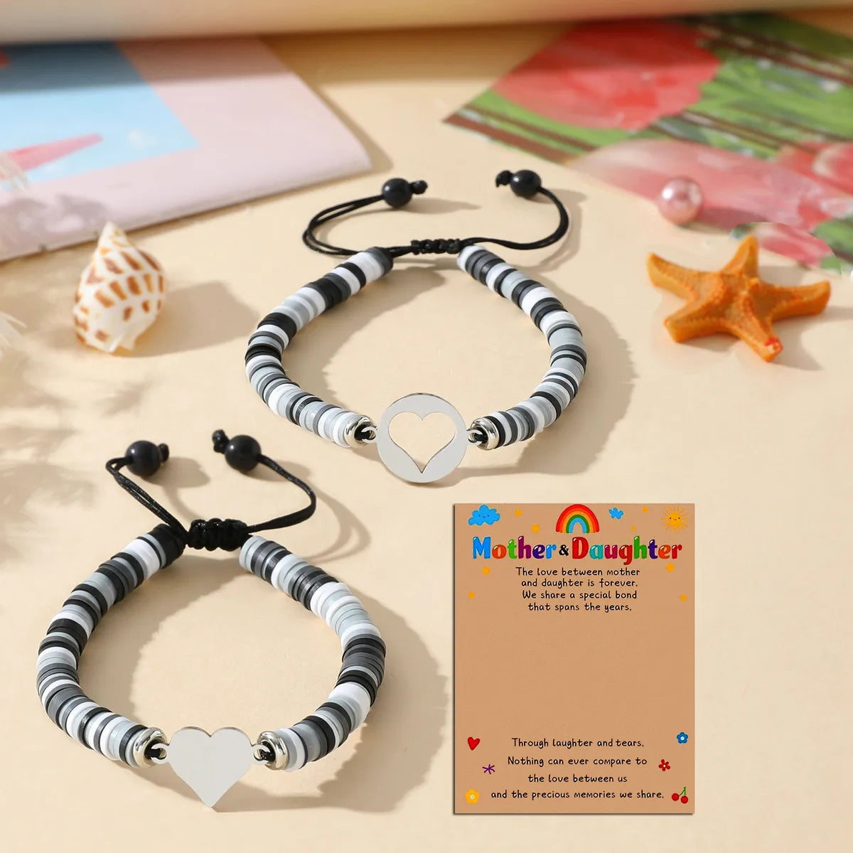 Cute Simple Style Heart Shape 304 Stainless Steel Stone Soft Clay Wholesale Drawstring Bracelets