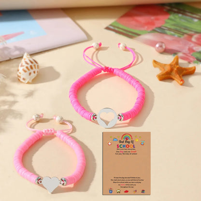 Cute Simple Style Heart Shape 304 Stainless Steel Stone Soft Clay Wholesale Drawstring Bracelets