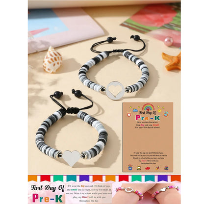 Cute Simple Style Heart Shape 304 Stainless Steel Stone Soft Clay Wholesale Drawstring Bracelets