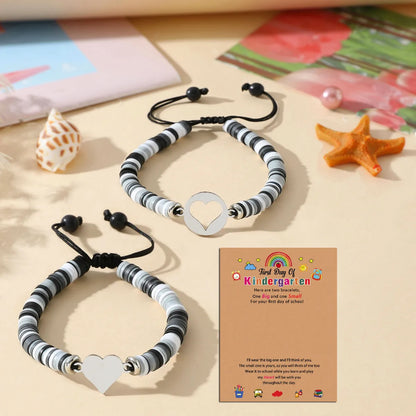 Cute Simple Style Heart Shape 304 Stainless Steel Stone Soft Clay Wholesale Drawstring Bracelets