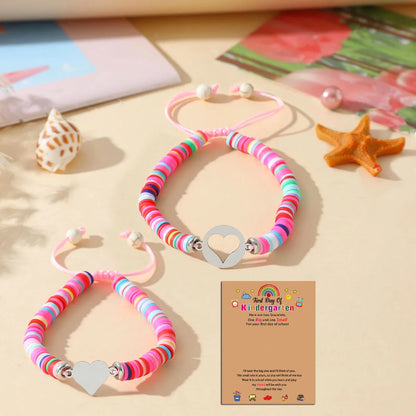 Cute Simple Style Heart Shape 304 Stainless Steel Stone Soft Clay Wholesale Drawstring Bracelets