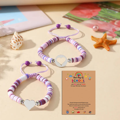 Cute Simple Style Heart Shape 304 Stainless Steel Stone Soft Clay Wholesale Drawstring Bracelets