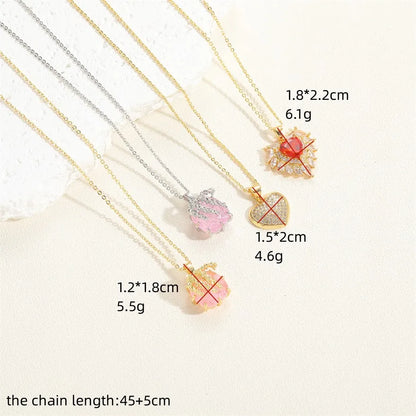 Cute Simple Style Heart Shape Copper Plating Chain Inlay Zircon 14k Gold Plated White Gold Plated Pendant Necklace