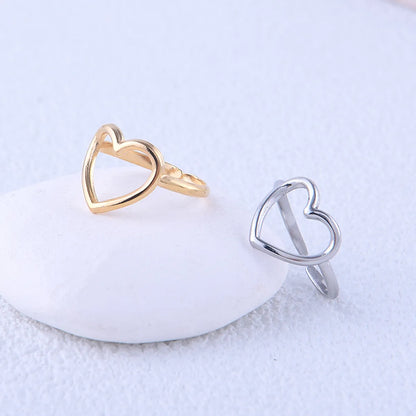 304 Stainless Steel 18K Gold Plated Cute Simple Style Plating Heart Shape Open Rings