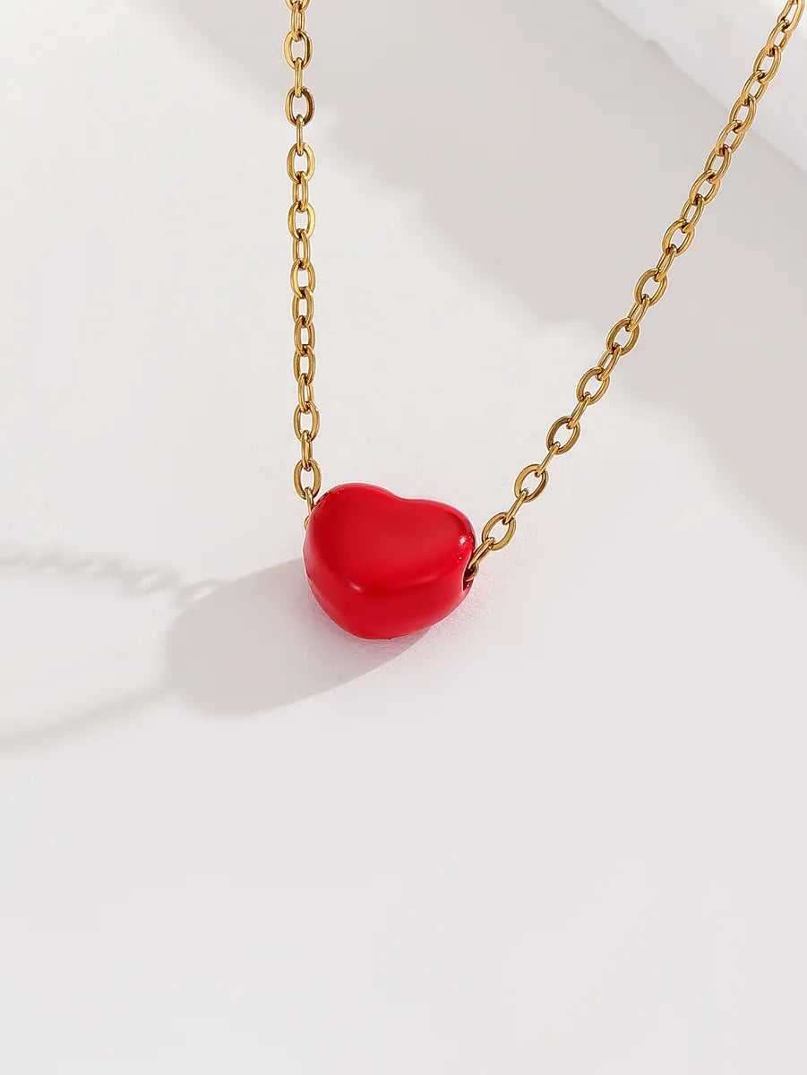 Cute Simple Style Heart Shape Stainless Steel Plating 18k Gold Plated Pendant Necklace