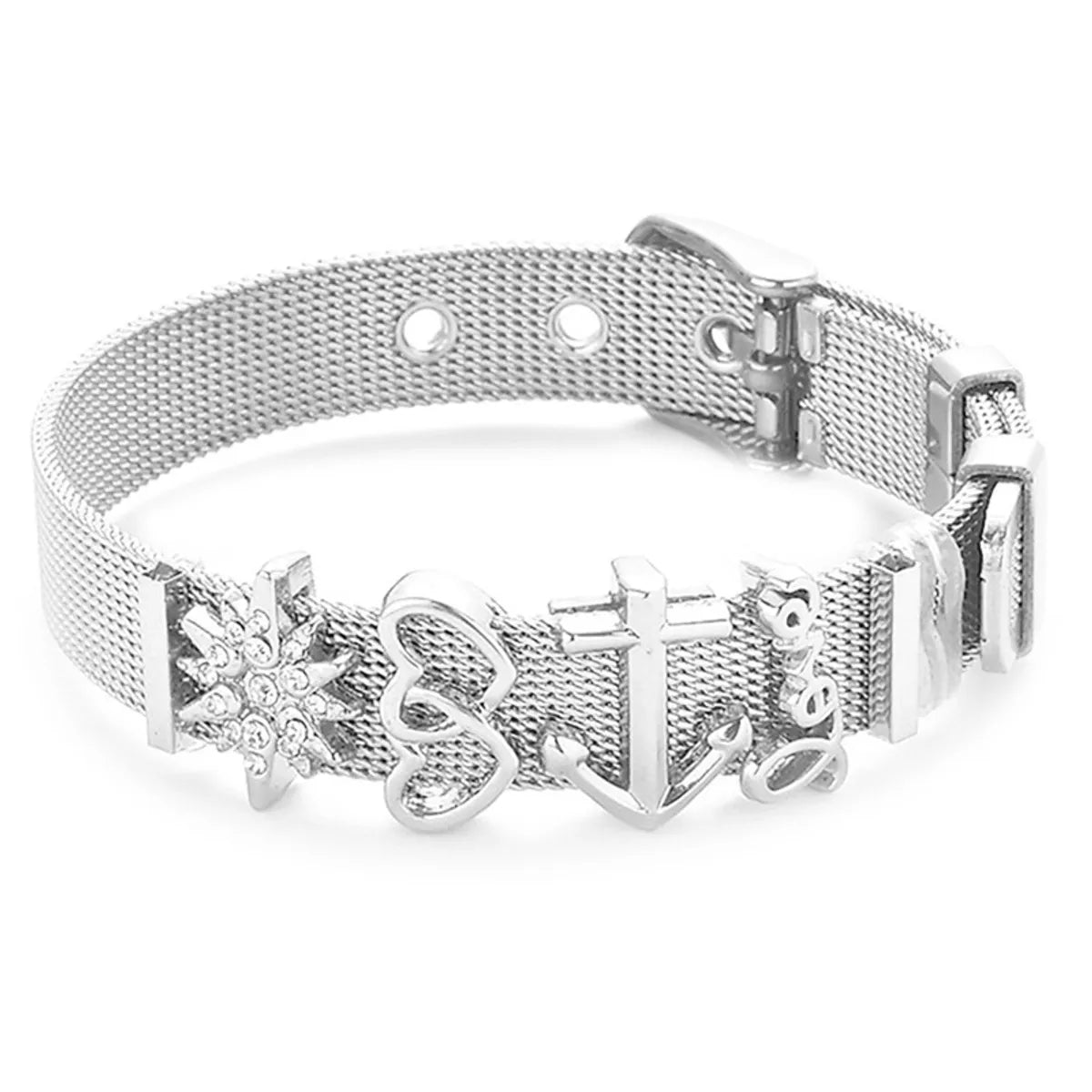 Cute Simple Style Heart Shape Titanium Steel Bracelets In Bulk