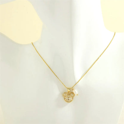 Cute Simple Style Little Bear Copper 18k Gold Plated Zircon Pendant Necklace In Bulk