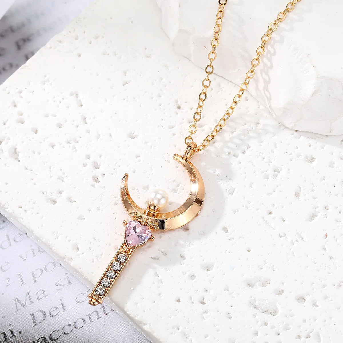 Cute Simple Style Moon Zircon Alloy Wholesale Pendant Necklace