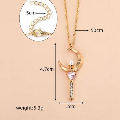 Cute Simple Style Moon Zircon Alloy Wholesale Pendant Necklace