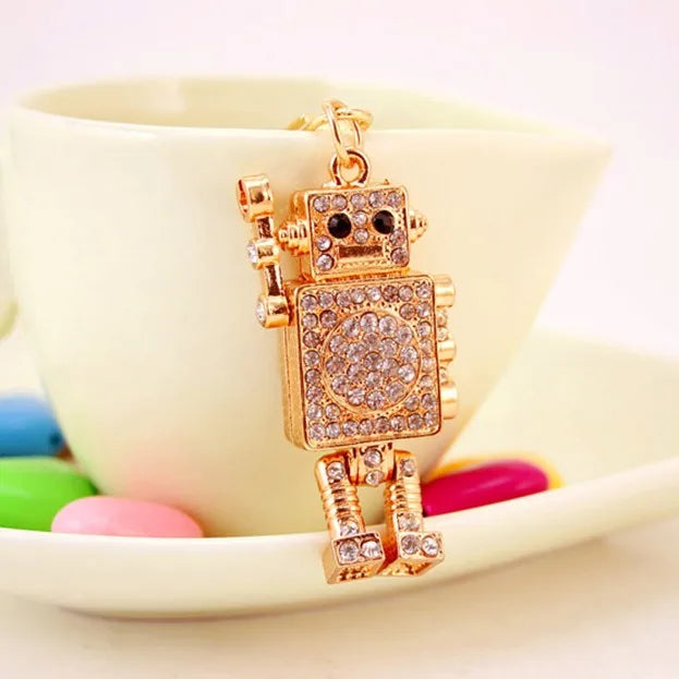 Cute Simple Style Robot Zinc Alloy Plating Inlay Rhinestones Women'S Bag Pendant Keychain