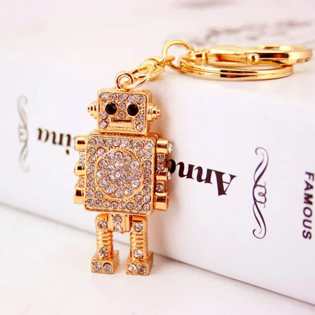 Cute Simple Style Robot Zinc Alloy Plating Inlay Rhinestones Women'S Bag Pendant Keychain