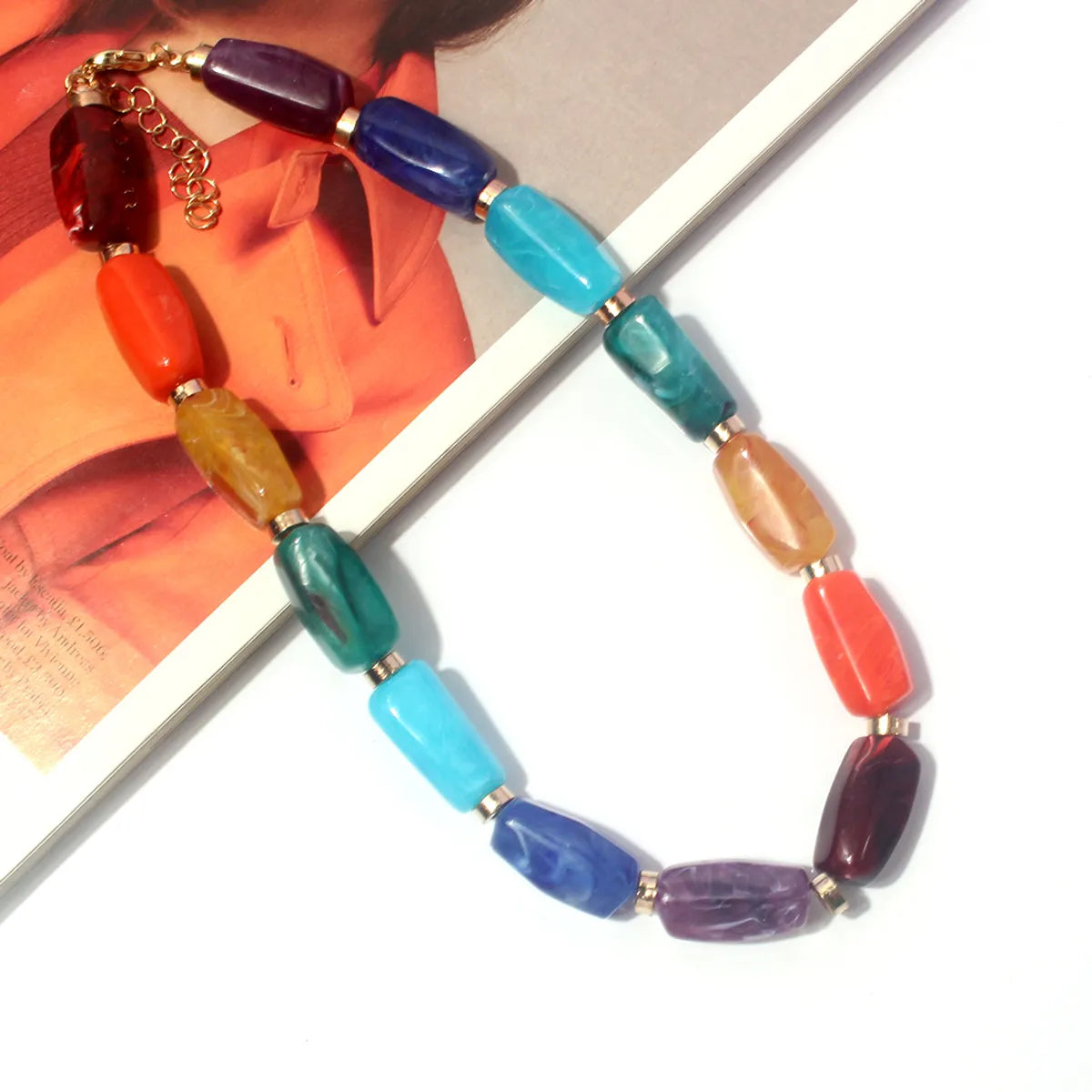 Cute Simple Style Roman Style Colorful Plastic Beaded Women's Necklace