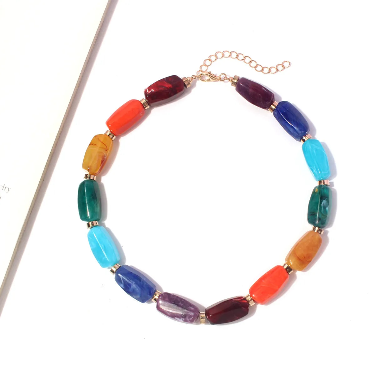 Cute Simple Style Roman Style Colorful Plastic Beaded Women's Necklace