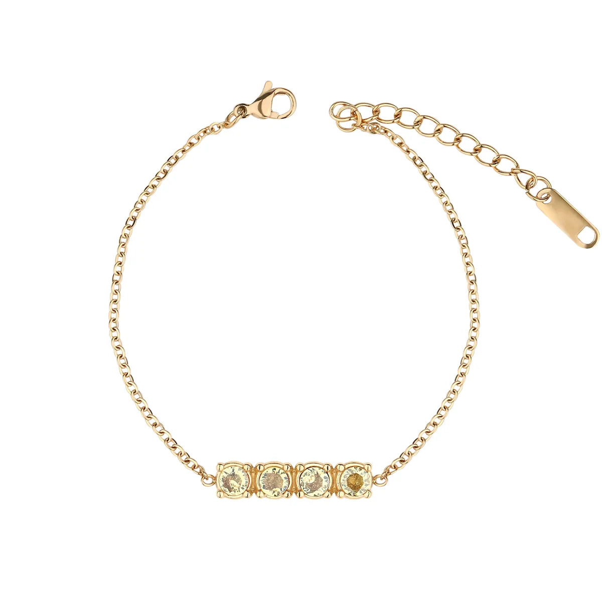 Cute Simple Style Round Stainless Steel Gold Plated Zircon Bracelets In Bulk