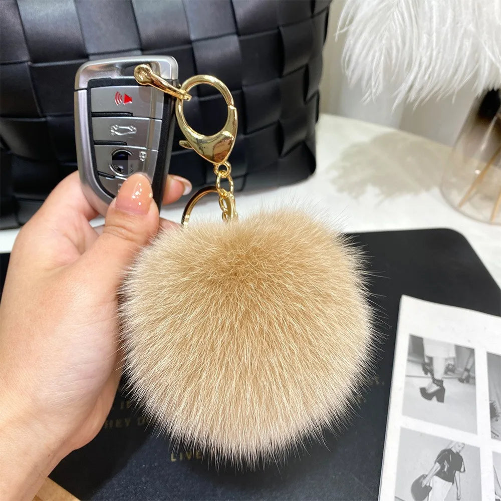 Cute Simple Style Solid Color Fox Head Fur Unisex Bag Pendant Keychain