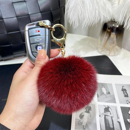 Cute Simple Style Solid Color Fox Head Fur Unisex Bag Pendant Keychain