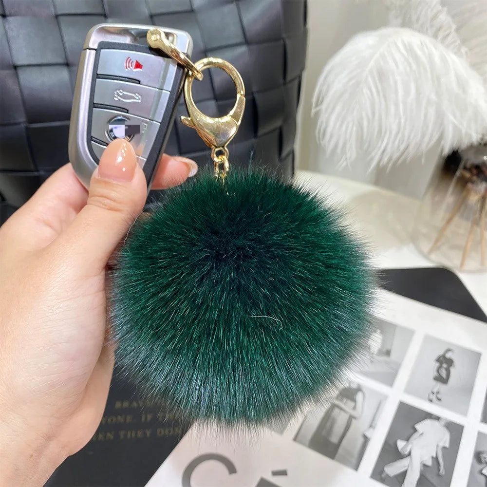 Cute Simple Style Solid Color Fox Head Fur Unisex Bag Pendant Keychain