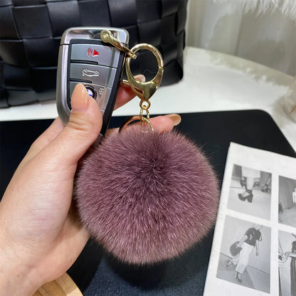 Cute Simple Style Solid Color Fox Head Fur Unisex Bag Pendant Keychain