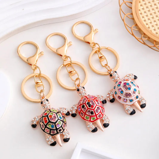 Cute Simple Style Tortoise Zinc Alloy Diamond Unisex Bag Pendant Keychain