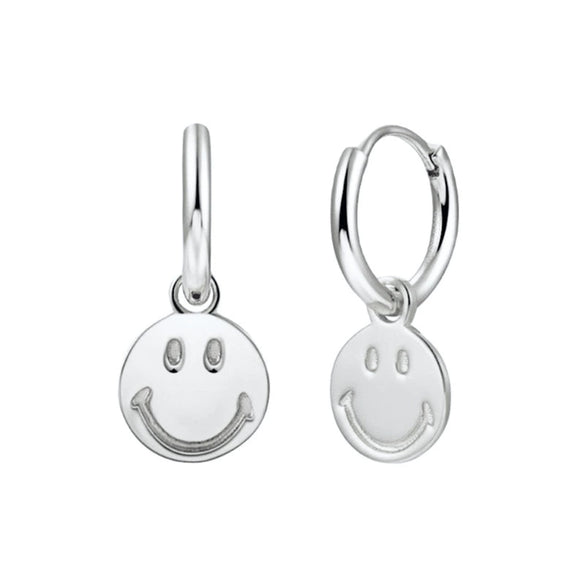 Cute Smiley Face Geometric U Shaped Earrings For Women With Silver Needle And Copper Electroplated Design