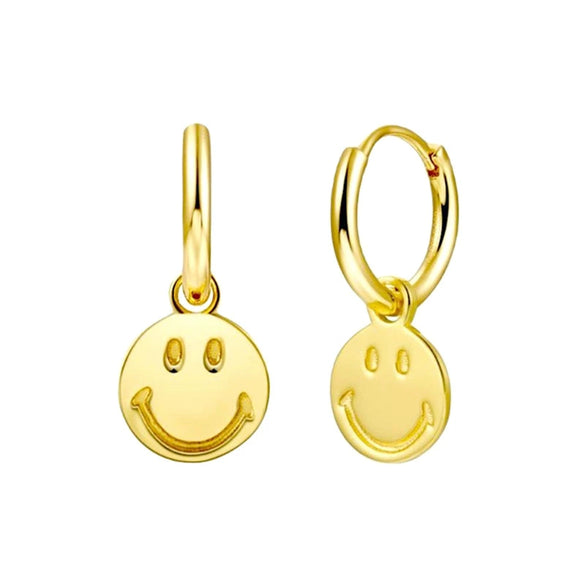 Cute Smiley Face Geometric U Shaped Earrings For Women With Silver Needle And Copper Electroplated Design