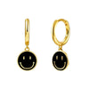 Cute Smiley Face Geometry Earrings For Women With Silver Needle Copper And Gold Color Electroplated Finish
