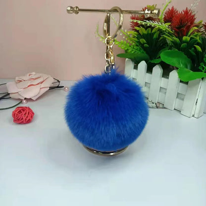 Cute Solid Color Plush Flocking Keychain