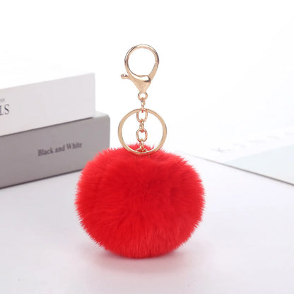 Cute Solid Color Plush Flocking Keychain