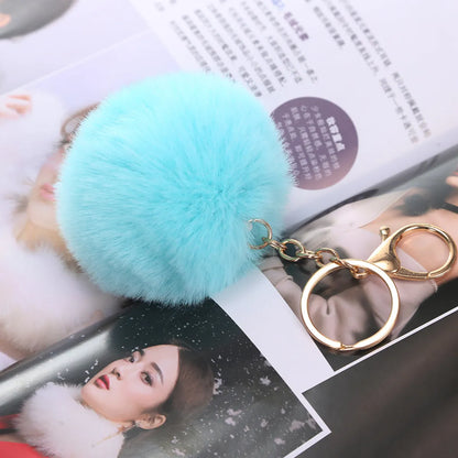 Cute Solid Color Plush Flocking Keychain