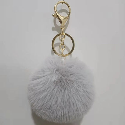 Cute Solid Color Plush Flocking Keychain