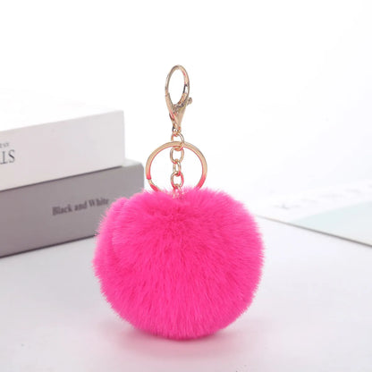 Cute Solid Color Plush Flocking Keychain