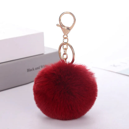 Cute Solid Color Plush Flocking Keychain