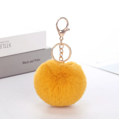 Cute Solid Color Plush Flocking Keychain