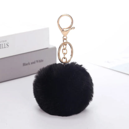 Cute Solid Color Plush Flocking Keychain