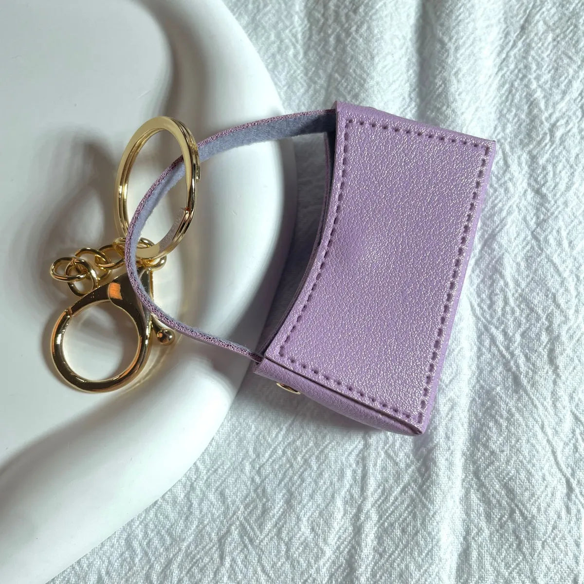 Cute Solid Color Pu Leather Keychain