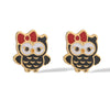 Cute Stainless Steel Owl Earrings For Women 18K Goldplated Dripping Oil Geometric Style