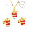 Cute Stainless Steel Pendant Necklace And Earrings Set With Fries Letter T Heart And Christmas Tree Charms