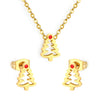 Cute Stainless Steel Pendant Necklace And Earrings Set With Fries Letter T Heart And Christmas Tree Charms